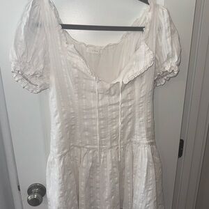 Lush Women's White Collar Detail Eyelet Minidress